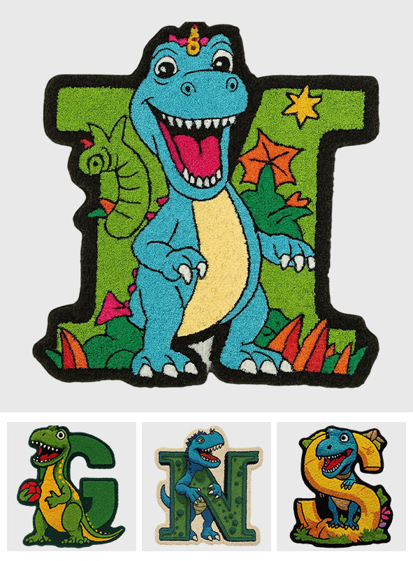 Dinosaur Initial Name Letter Perfect Gift For Kids - Personalized Kid Non-Slip Tufted Rug