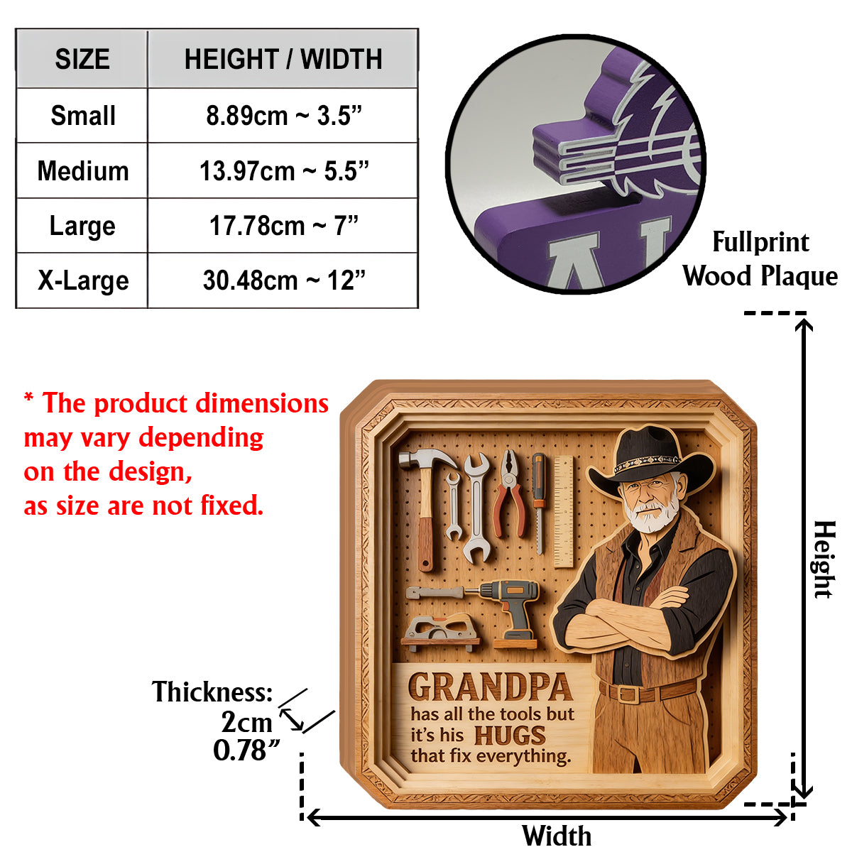 Dad/ Grandpa.. Has All The Tools, But It's His Hugs That Fix Everything - Personalized Father Custom Shaped Wood Plaque