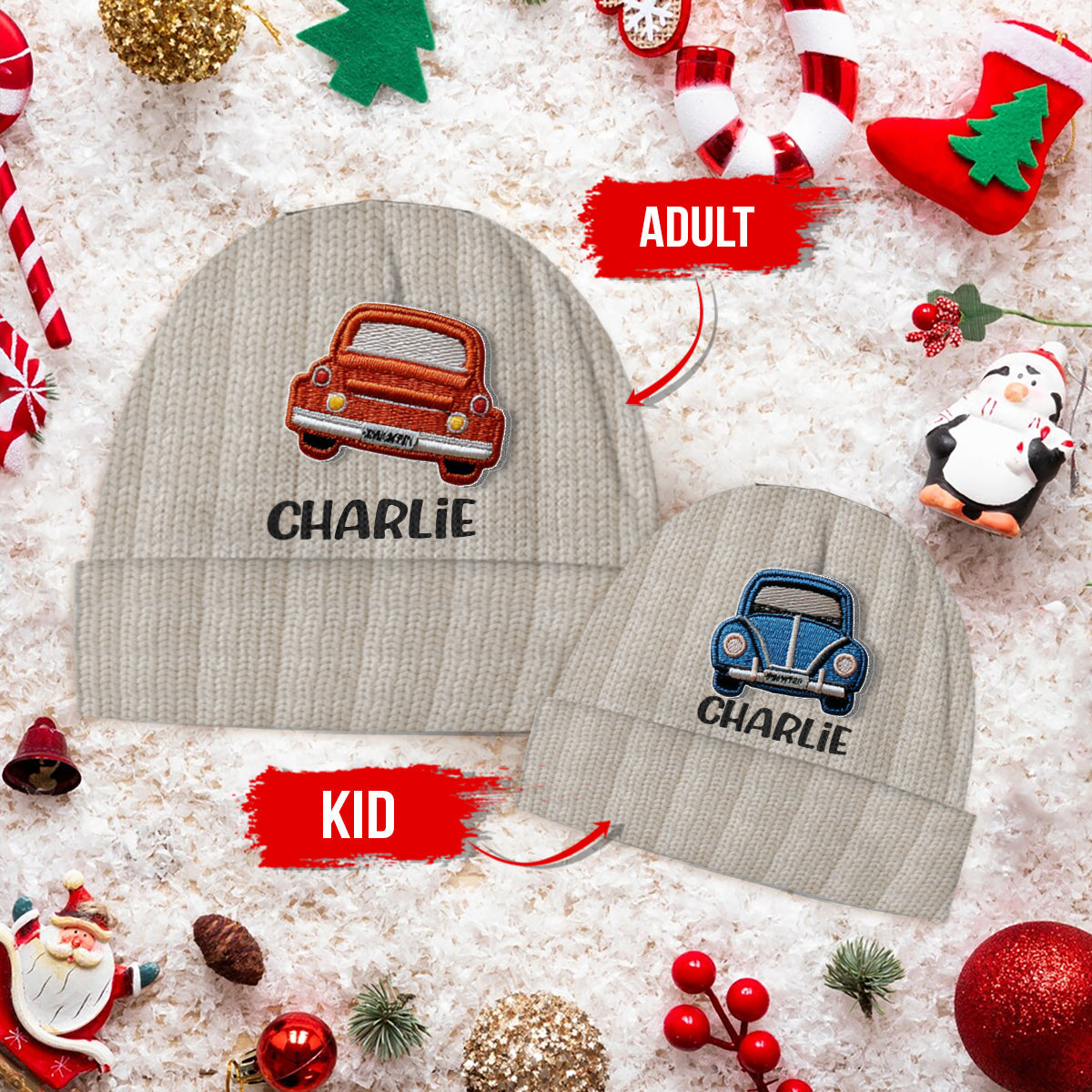 Love Cars - Personalized Kid Beanie Hat With Patches