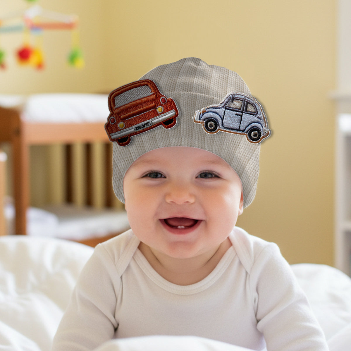 Love Cars - Personalized Kid Beanie Hat With Patches