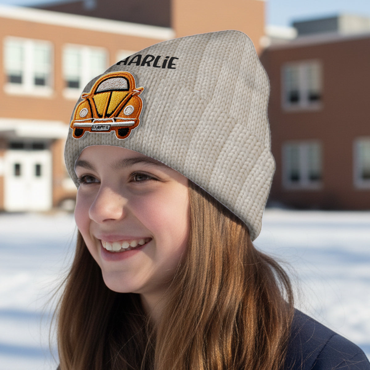 Love Cars - Personalized Kid Beanie Hat With Patches
