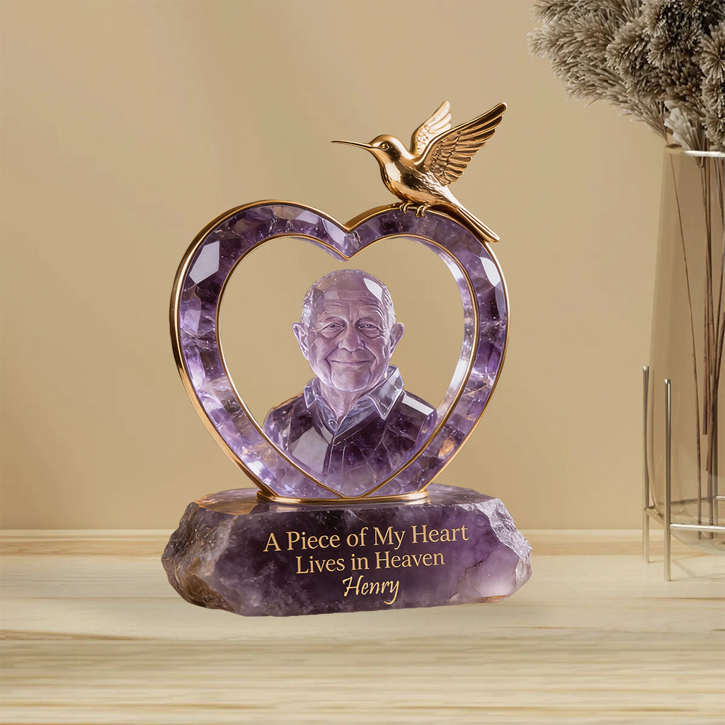 A Piece Of My Heart Lives In Heart - Personalized Memorial Custom Shaped Acrylic Plaque