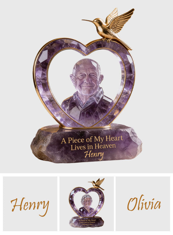A Piece Of My Heart Lives In Heart - Personalized Memorial Custom Shaped Acrylic Plaque