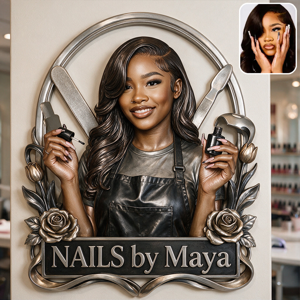 Nail Tech Wall Decor - Personalized Nail Salon 3D Printed Cut Metal Sign