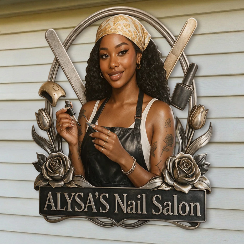 Nail Tech Wall Decor - Personalized Nail Salon 3D Printed Cut Metal Sign