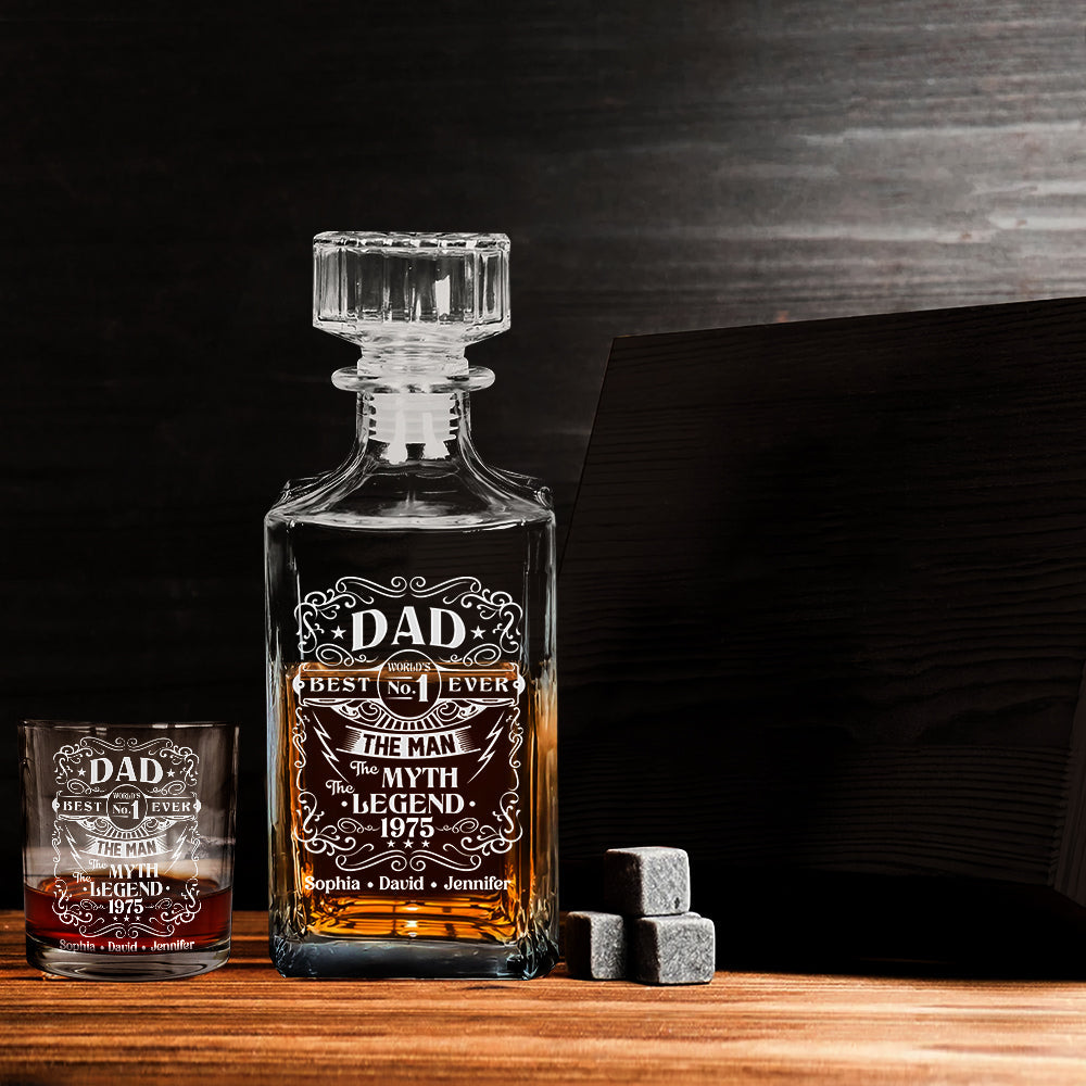 The Man The Myth The Legend - Personalized Father Whiskey Decanter Set