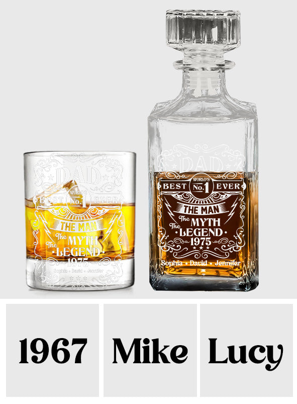 The Man The Myth The Legend - Personalized Father Whiskey Decanter Set