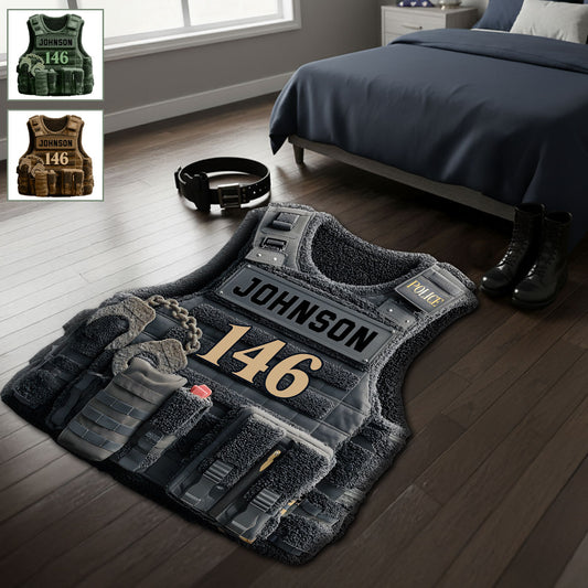 Bulletproof Police Vest - Personalized Police Officer Non-Slip Tufted Rug