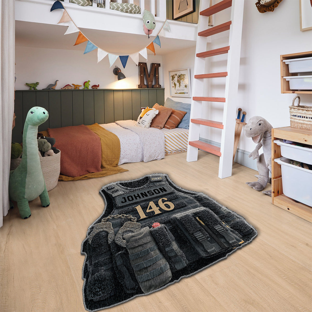 Bulletproof Police Vest - Personalized Police Officer Non-Slip Tufted Rug