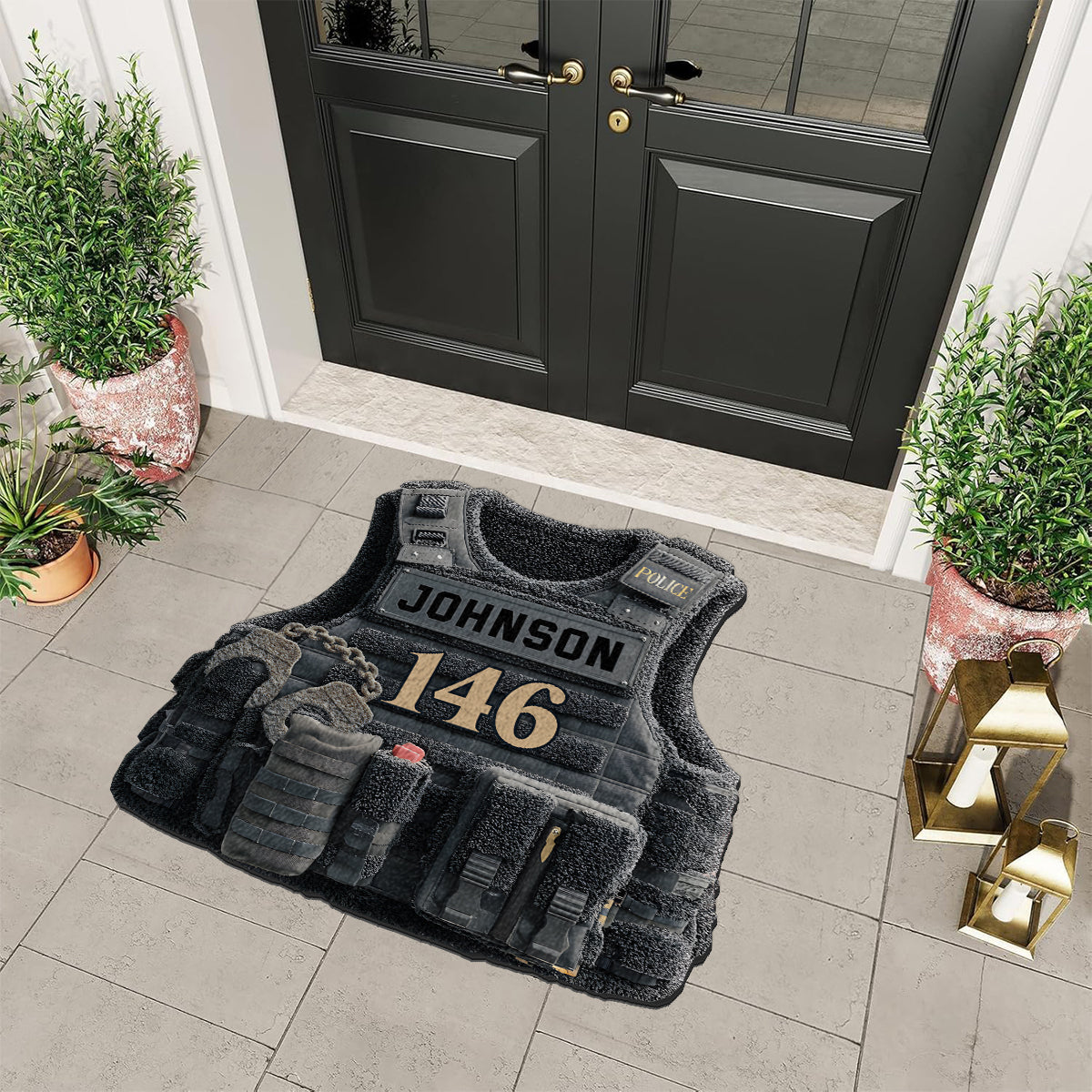 Bulletproof Police Vest - Personalized Police Officer Non-Slip Tufted Rug