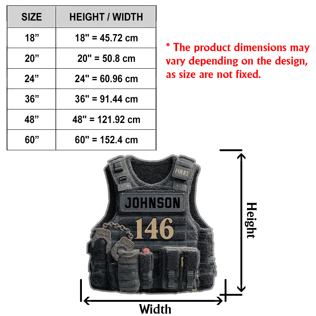 Bulletproof Police Vest - Personalized Police Officer Non-Slip Tufted Rug