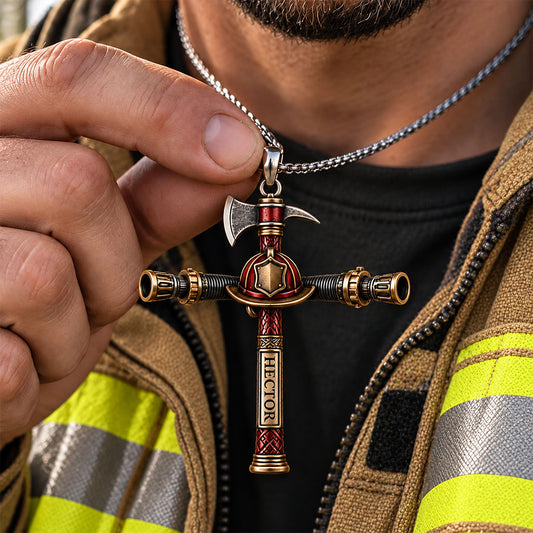 Gestärkt durch Christus - Personalisierte Feuerwehrform Metallanhänger Halskette