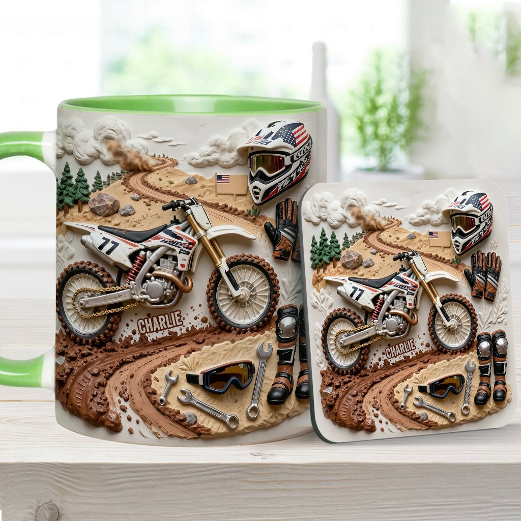 Cooles Dirtbike, Motocross – Personalisierter Dirtbike-Becher & Untersetzer