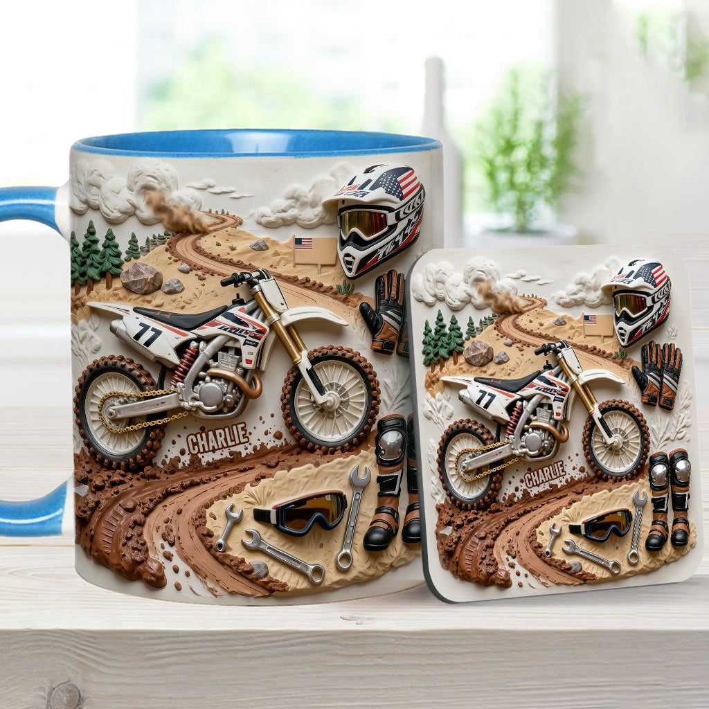 Cooles Dirtbike, Motocross – Personalisierter Dirtbike-Becher & Untersetzer