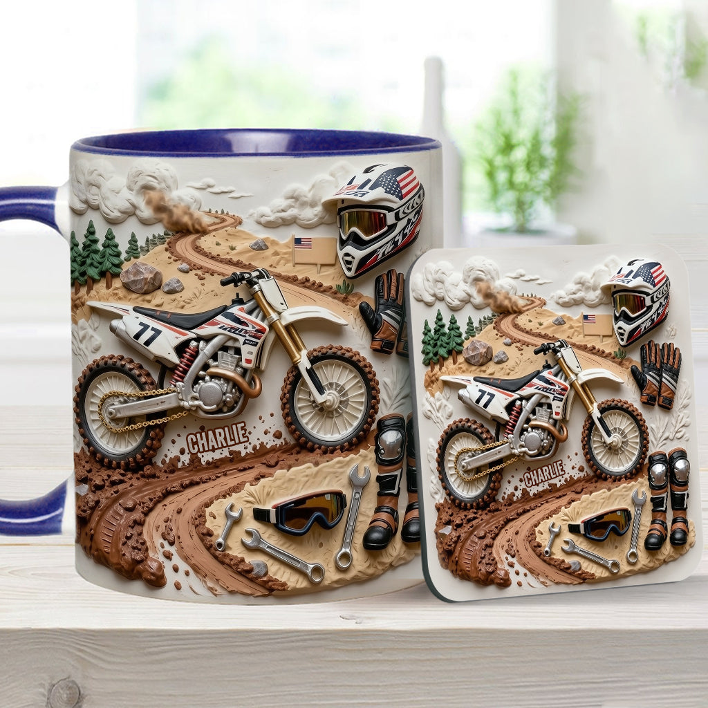 Cooles Dirtbike, Motocross – Personalisierter Dirtbike-Becher & Untersetzer