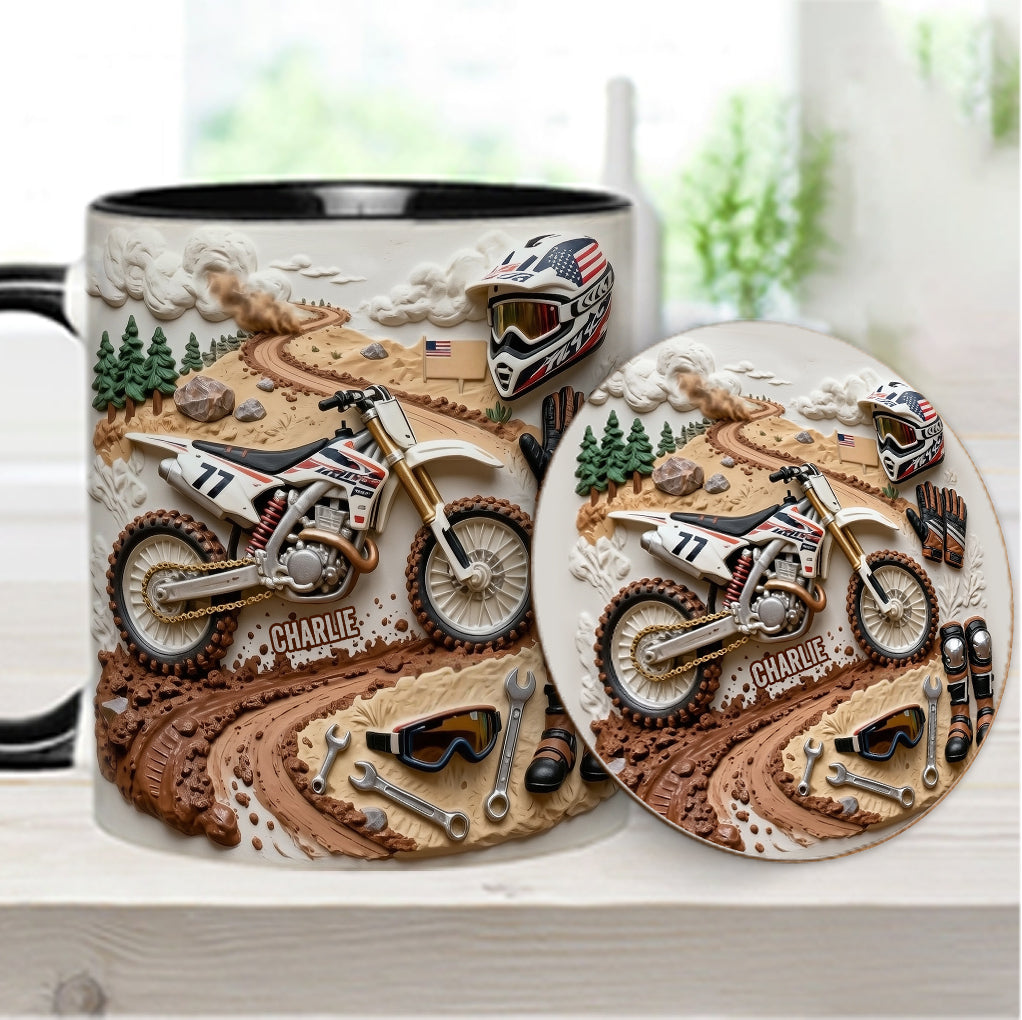 Cooles Dirtbike, Motocross – Personalisierter Dirtbike-Becher & Untersetzer