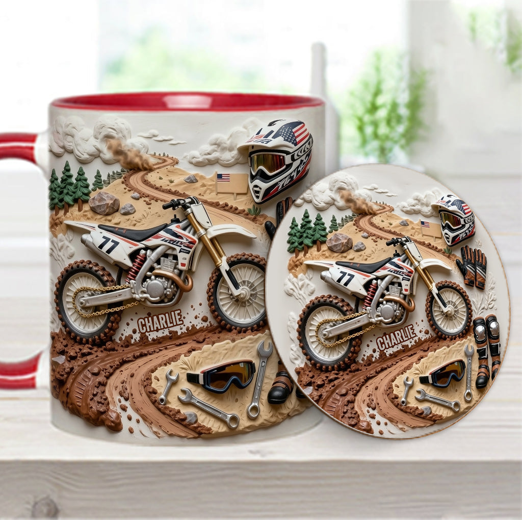 Cooles Dirtbike, Motocross – Personalisierter Dirtbike-Becher & Untersetzer