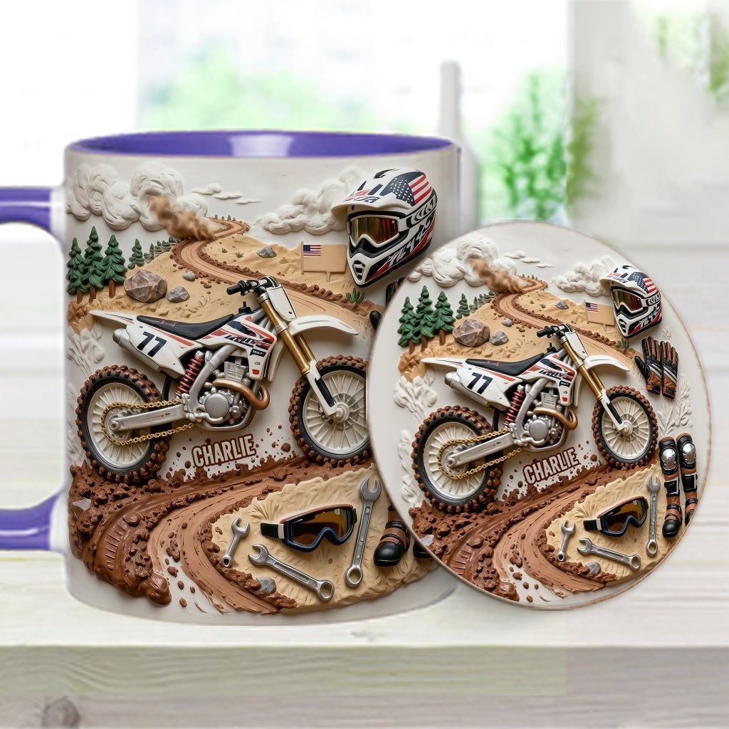 Cooles Dirtbike, Motocross – Personalisierter Dirtbike-Becher & Untersetzer