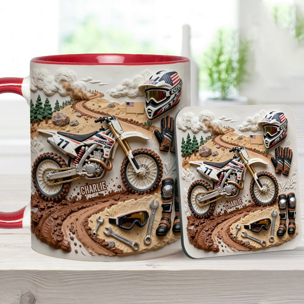 Cooles Dirtbike, Motocross – Personalisierter Dirtbike-Becher & Untersetzer