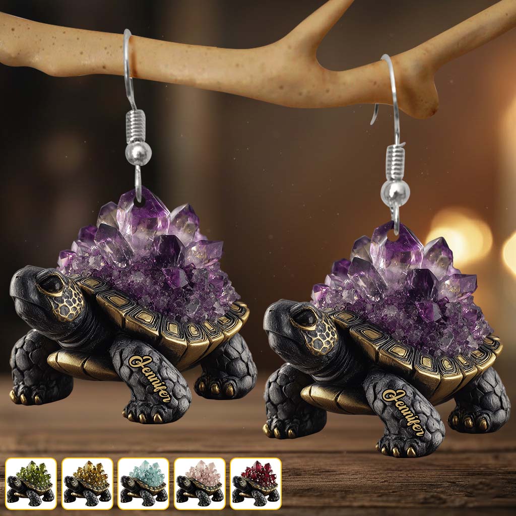 Amethyst/ Rose Quartz/ Ruby/... Style Turtle - Personalized Turtle Earrings
