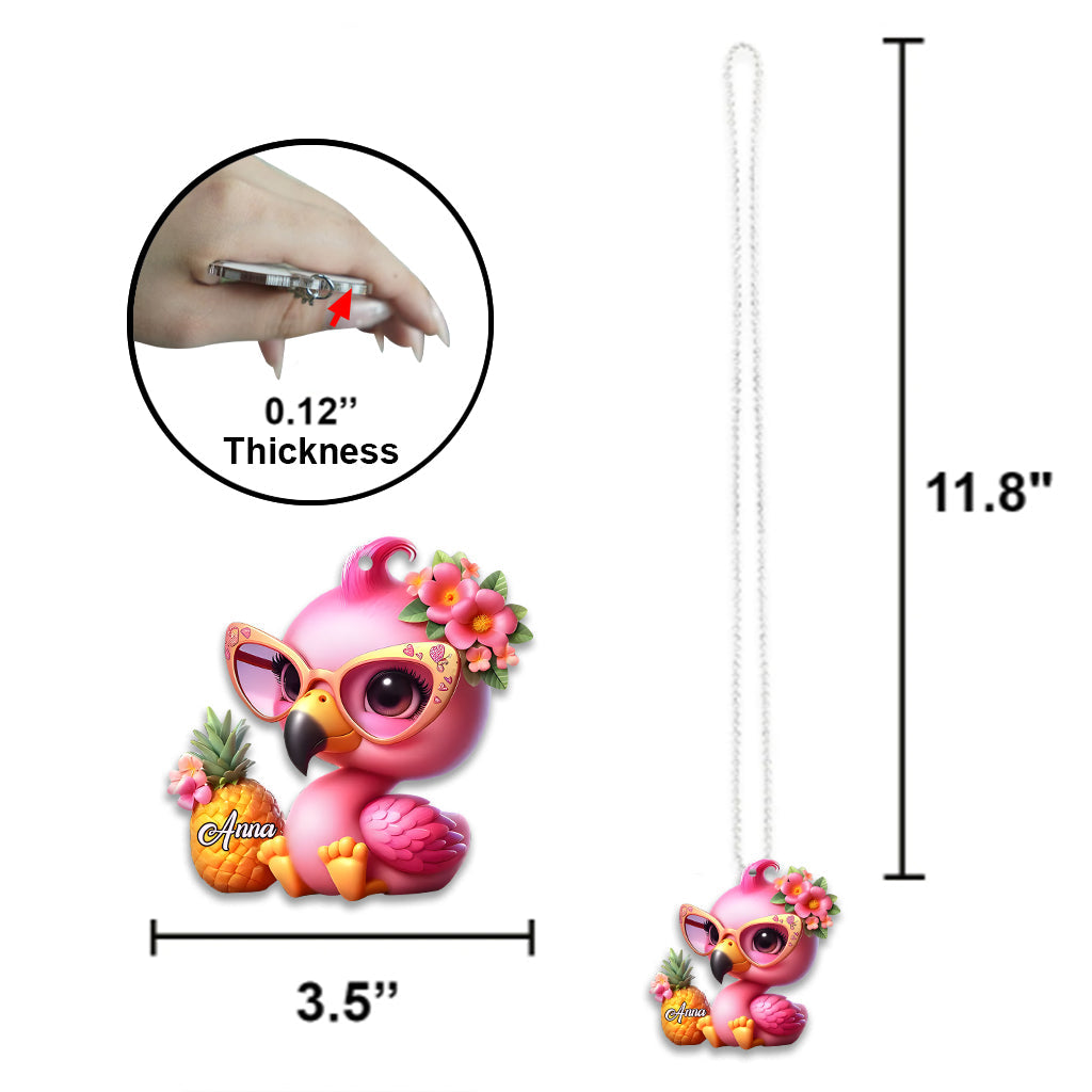 Love Flamingos - Personalized Flamingo Car Ornament