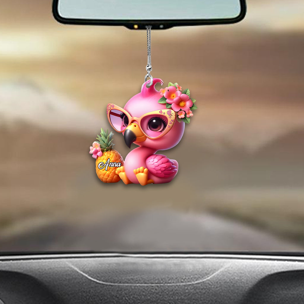 Love Flamingos - Personalized Flamingo Car Ornament