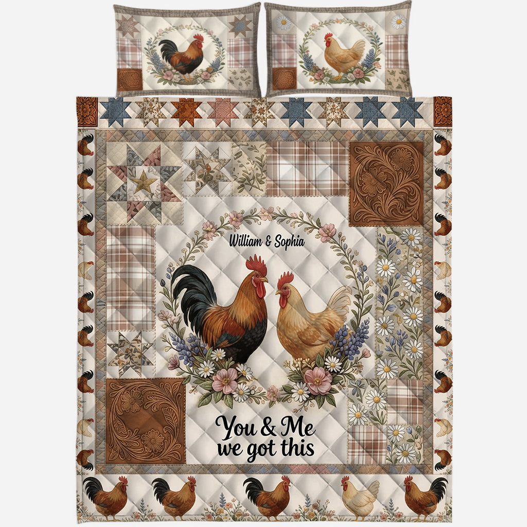 You & Me We Got This - Personalized Chicken Quilt Set