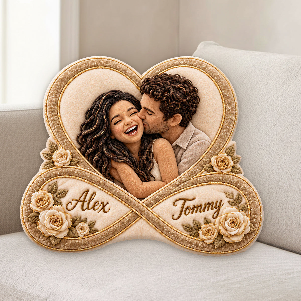I Love You For Infinity Couple Gift - Personalized Couple Premium Faux Fur Pillow