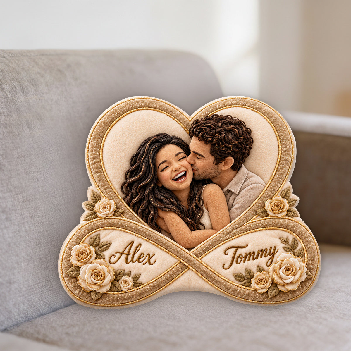 I Love You For Infinity Couple Gift - Personalized Couple Premium Faux Fur Pillow