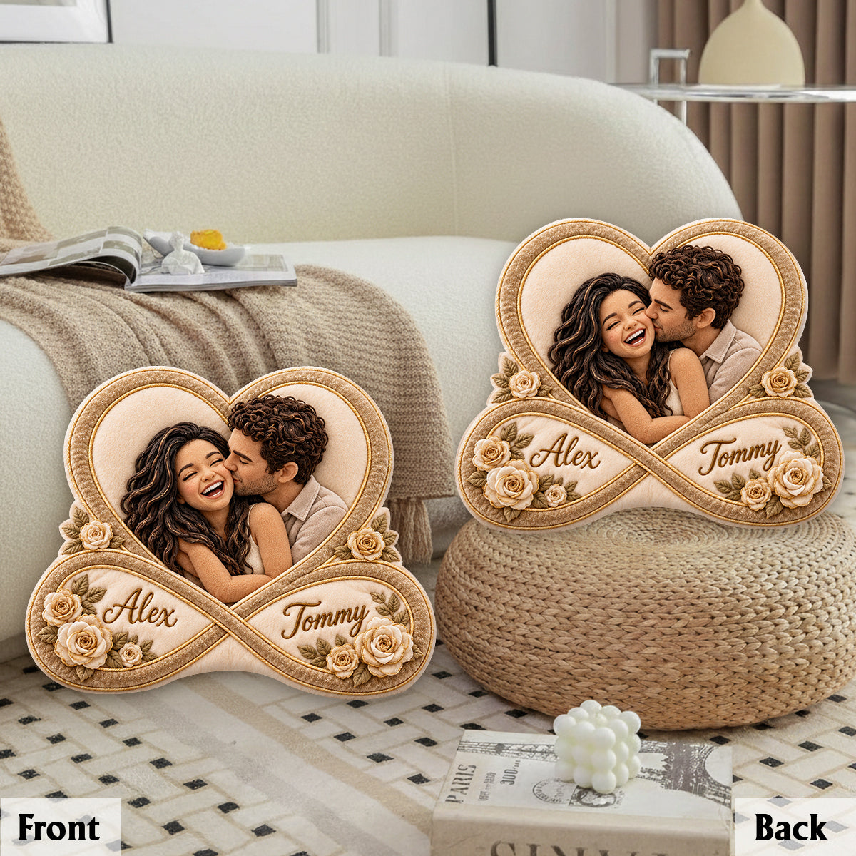I Love You For Infinity Couple Gift - Personalized Couple Premium Faux Fur Pillow