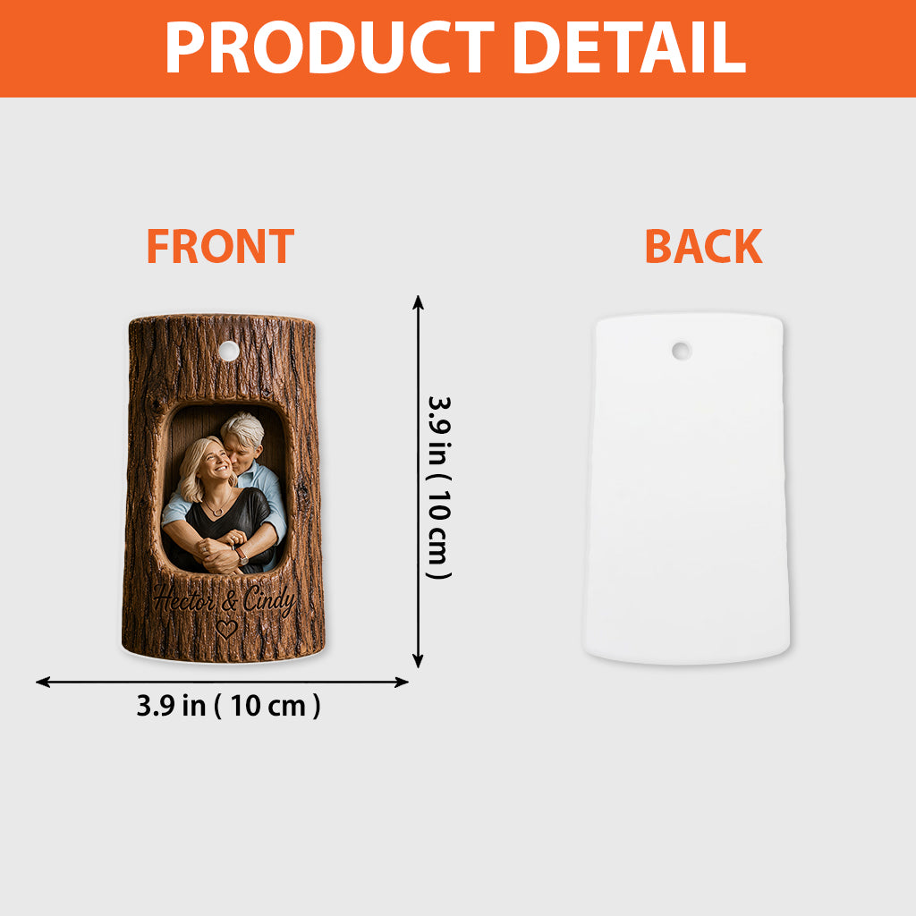 Any Photo Tree Trunk Couple Gift - Personalized Couple Premium 3D Ornament