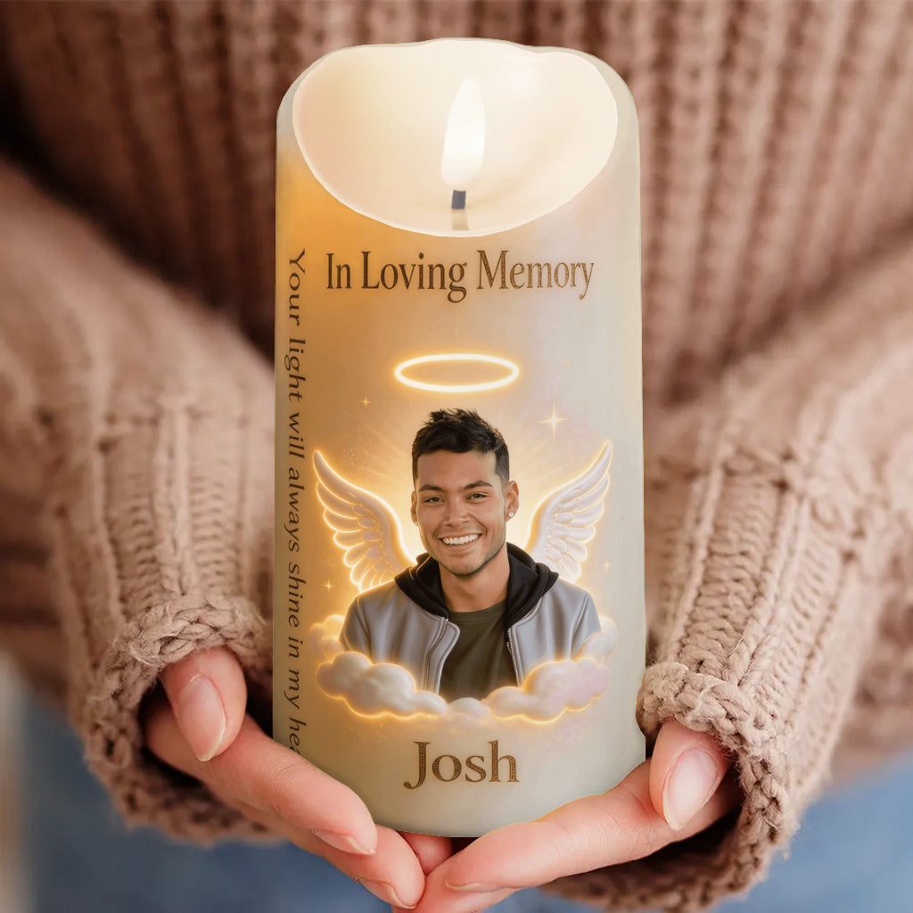 Your Light Will Always Shine In My Heart - Personalized Memorial Flameless Candle