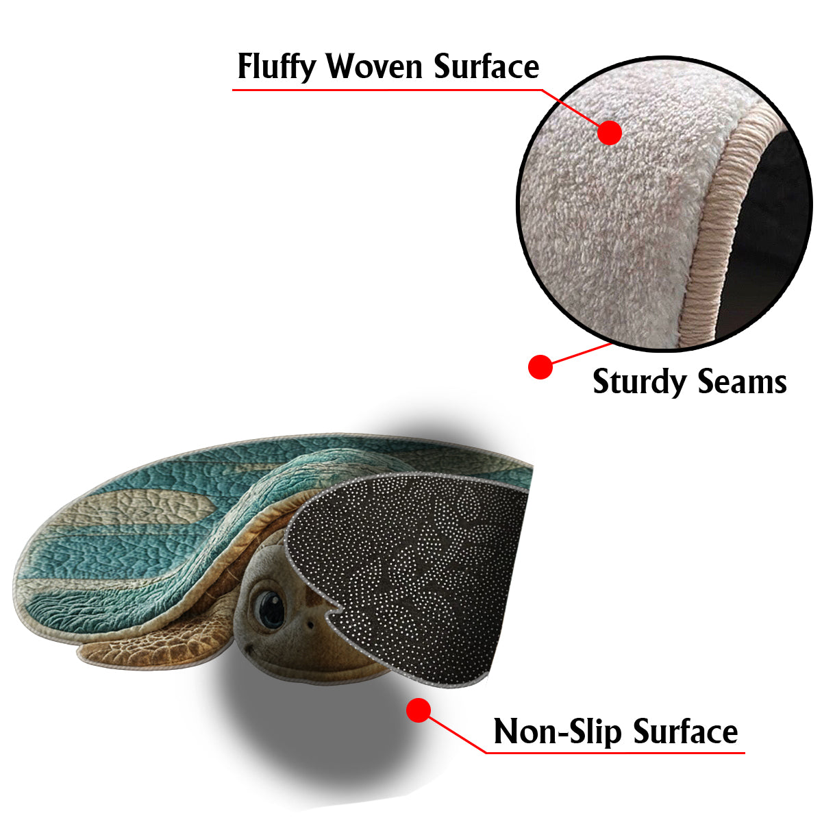 Love Turtle - Personalized Turtle Non-Slip Tufted Rug