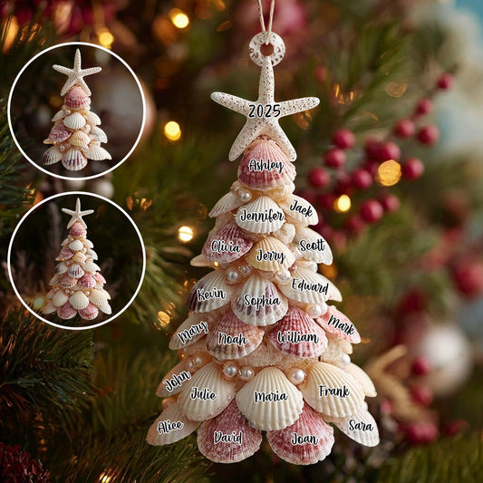 Seashell Christmas Tree - Personalized Family Ornament