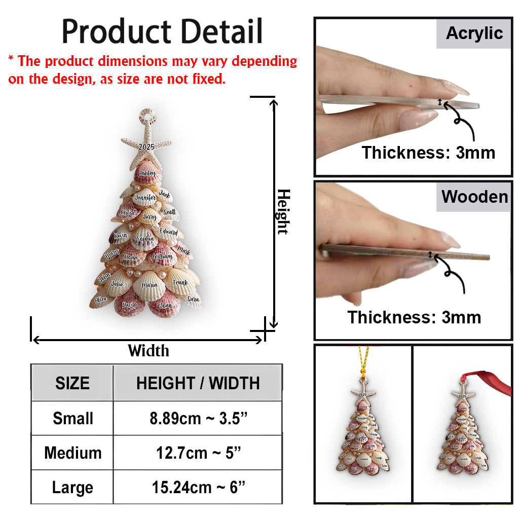 Seashell Christmas Tree - Personalized Family Ornament