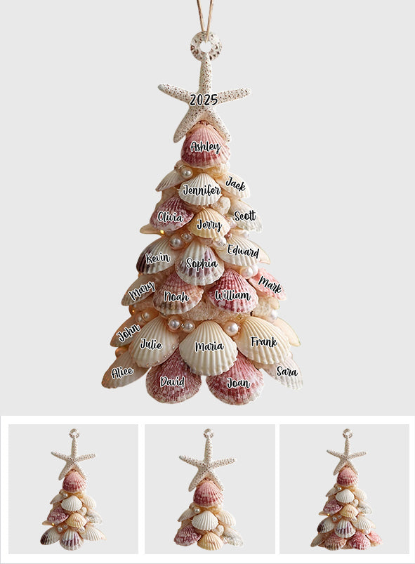 Seashell Christmas Tree - Personalized Family Ornament