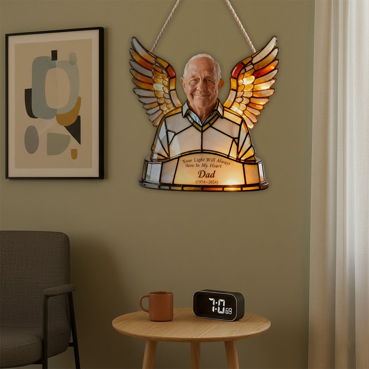 Dein Licht wird immer leuchten – Personalisierte Gedenktafel aus Acryl mit LED-Beleuchtung