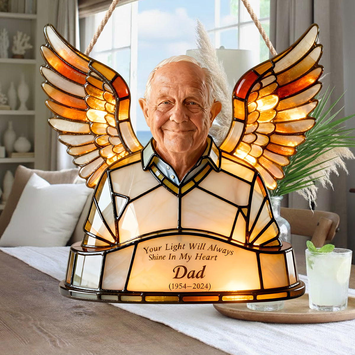 Dein Licht wird immer leuchten – Personalisierte Gedenktafel aus Acryl mit LED-Beleuchtung