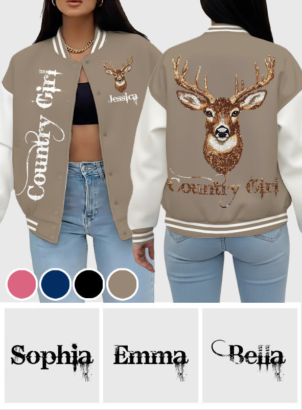 Country Girl - Personalized Hunting Varsity Jacket
