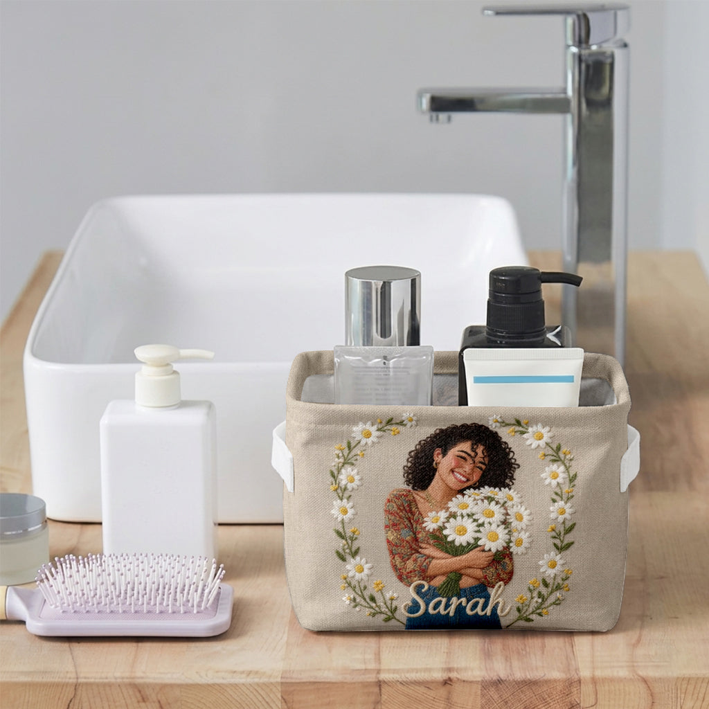 Blooming Flower, Birth Month Flower - Personalized Self Love Rectangle Storage Basket