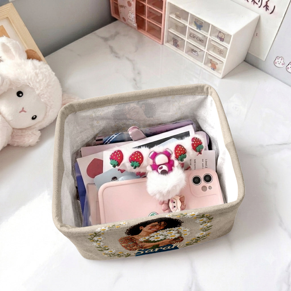 Blooming Flower, Birth Month Flower - Personalized Self Love Rectangle Storage Basket