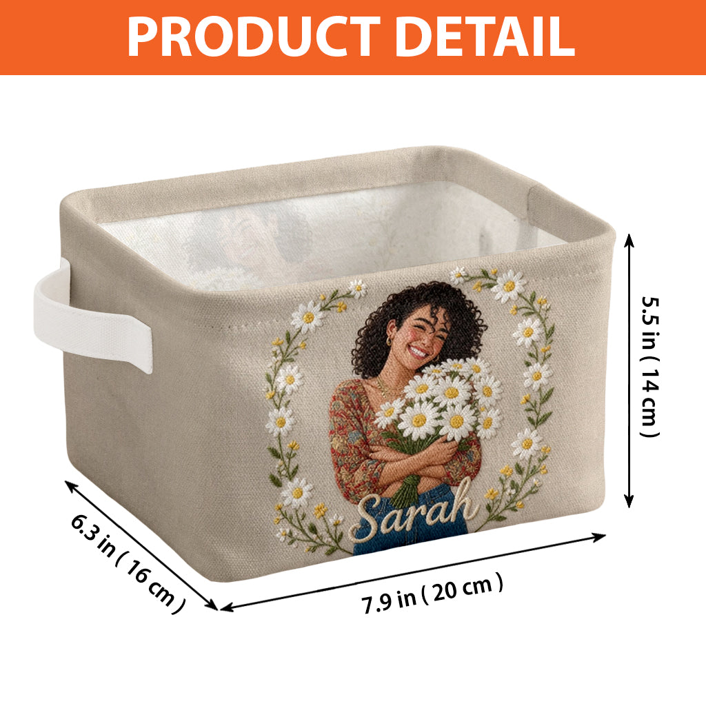 Blooming Flower, Birth Month Flower - Personalized Self Love Rectangle Storage Basket