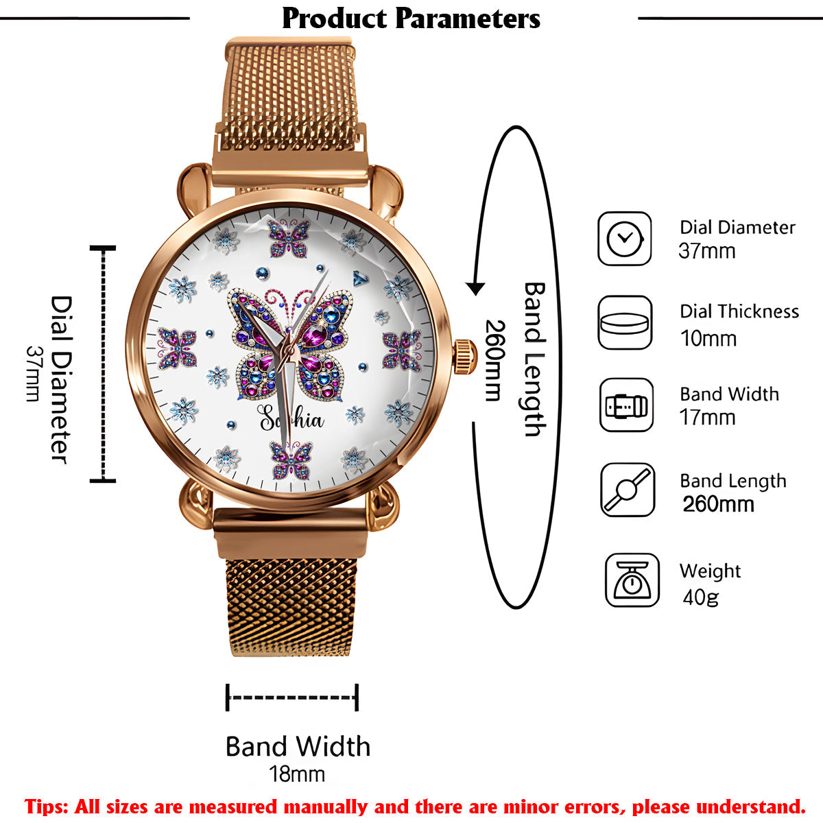 Beautiful Butterfly - Personalized Butterfly Women Hand Watch