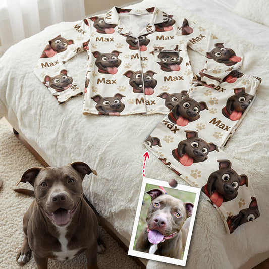 Custom Photo My Best Friend Has Four Paws - Personalized Dog Button Down Pajamas