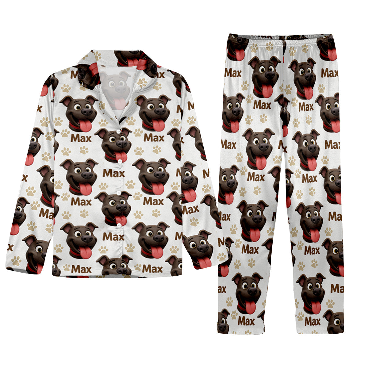 Custom Photo My Best Friend Has Four Paws - Personalized Dog Button Down Pajamas