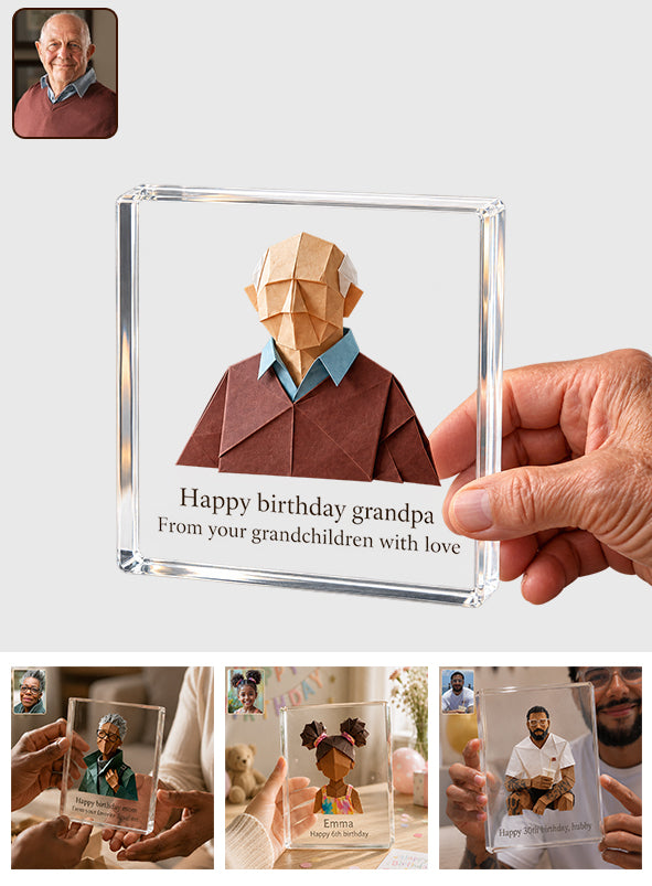 Birthday Gift Origami - Personalized Birthday Custom Shaped Acrylic Plaque
