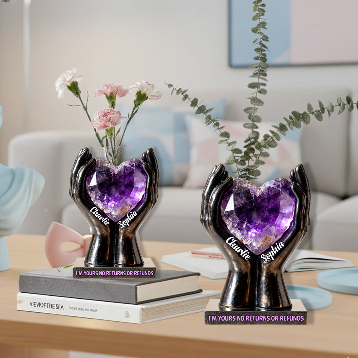 Till Death Do Us Part - Personalized Couple Custom Shape Acrylic Flower Vase