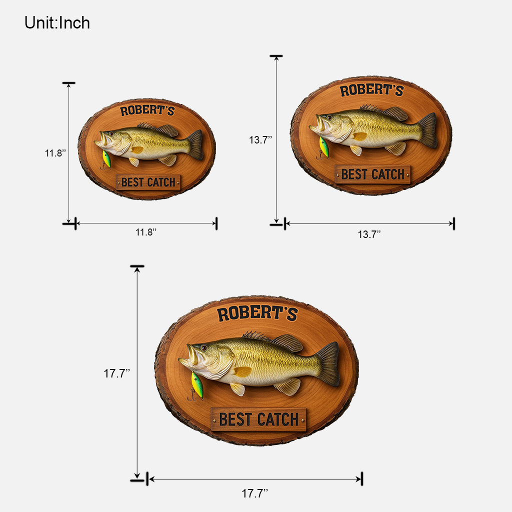 Gift For Fishing Lover, Gift For Him/ Husband..., Best Catch - Personalized Fishing Custom Shaped Wood Sign