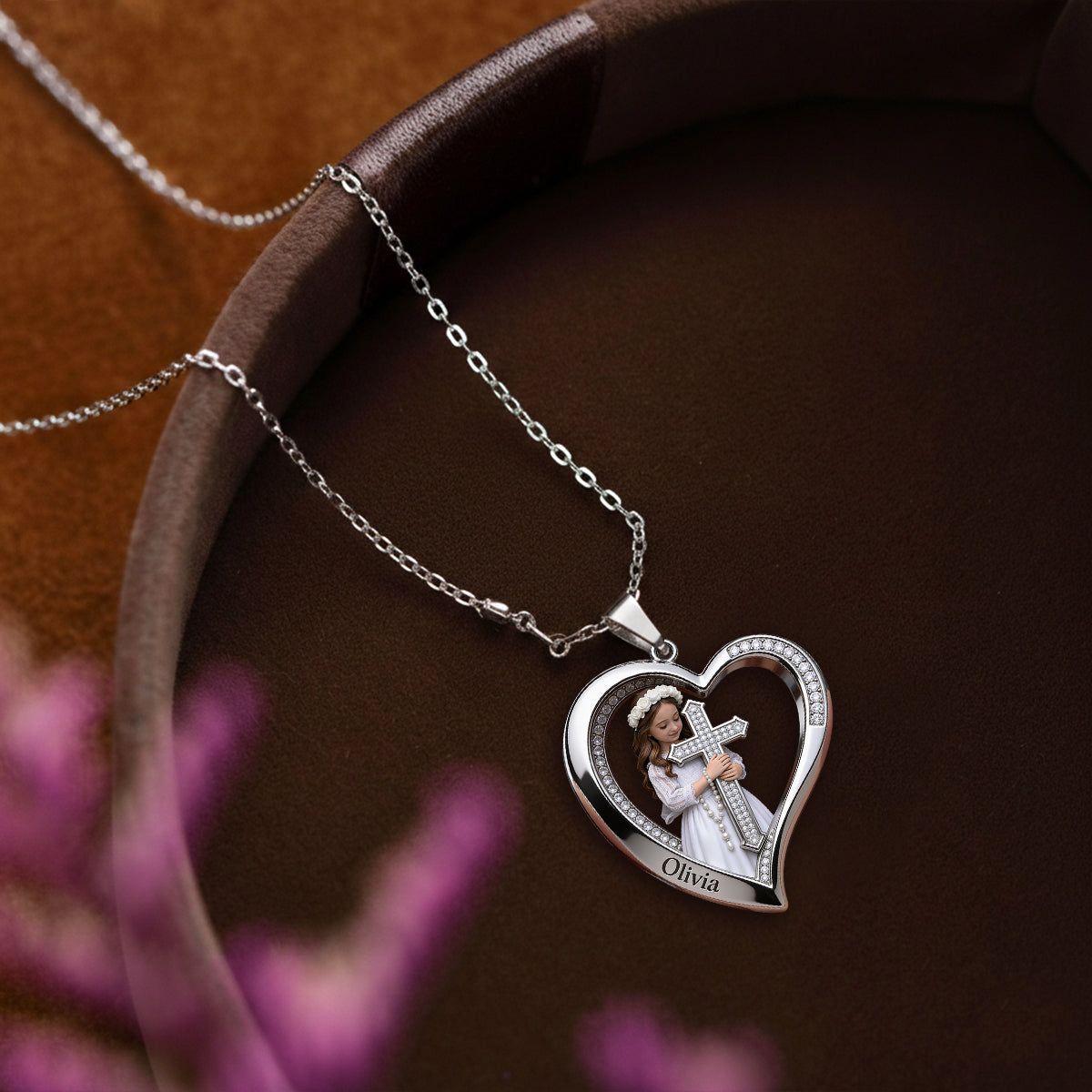 Faith Inspired Heart - Personalized Christian Shaped Metal Pendant Necklace