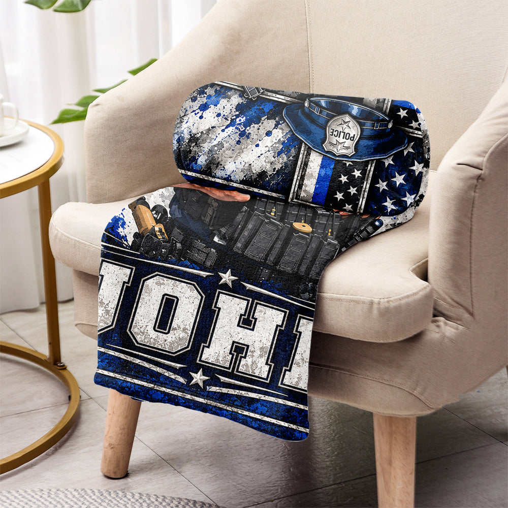 Faith & Honor Police Cross - Personalized Police Officer Blanket